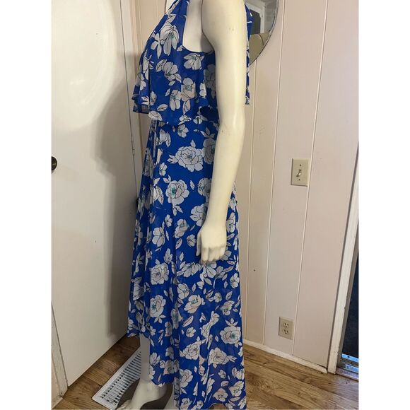 INC High Low Popover Blue Floral Sleeveless Dress 6 - Picture 3 of 6